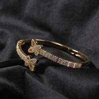 Brazalete de Mariposa con Incrustaciones de Circonitas, Brazalete con Micropavé, Chapado en Oro de 18K de Alta Calidad, Joyería de Moda para Hombre y Mujer
