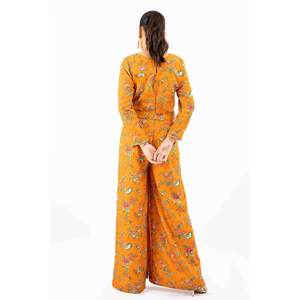 Traje informal naranja de 2 piezas sin coser para mujer, estilo Karandi, con diseño estampado - Product Image 4