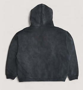 Wholesale Oversized Acid Wash Print <b>Zip</b>-<b>Up</b> <b>Hoodie</b> for Men Custom Logo Streetwear 100% Cotton Heavyweight Sweatshirts for Winter - Product Image 5