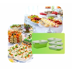 Ensemble de 4 bols en silicone pliables vert lime avec couvercles hermétiques, contenants de stockage alimentaire pour micro-ondes et congélateur, gain de place - Product Image 6