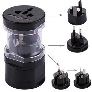 All-in-1 <b>Universal</b> Travel <b>Adapter</b> with EU AU UK US Plugs Black Color - Product Image 1