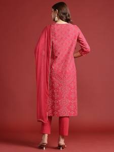 Kurta de algodón puro estampado con motivos étnicos con pantalones y estilo pakistaní indio Dupatta - Product Image 6