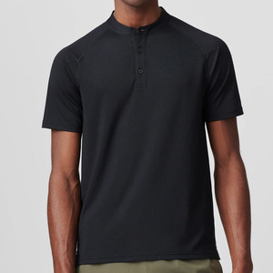Vêtements de sport en gros pour hommes, tissu extensible personnalisé, col à lame, polos de golf unis - Product Image 4