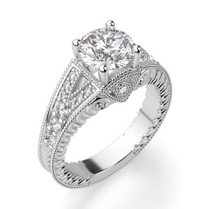 Round Cut Lab Grown Diamond <b>Split</b> Shank Cute Vintage Anniversary <b>Ring</b> for Women - Product Image 6