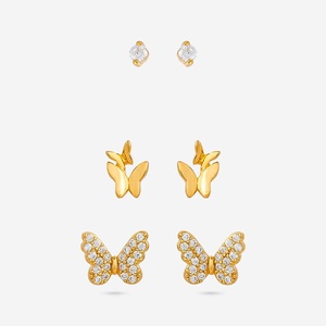 92.5 <b>Silver</b> <b>Stud</b> <b>Earrings</b> with Butterfly Shape Zircon Stone for Gifts 188334 - Product Image 1