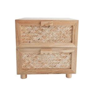 Haute qualité moderne bois rotin armoire chevet bohème rotin naturel table de chevet avec rangement meubles de maison du Vietnam - Product Image 1
