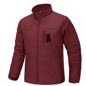 Chaqueta Softshell exterior para hombre con cuello levantado, logotipo personalizable, diseño impermeable de talla grande - Product Image 1