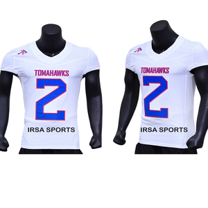 Vêtements de sport de football américain pour adultes imprimés par sublimation personnalisée, 100% polyester, maillots d'équipe OEM, ensemble de pantalons, uniforme, devant court - Product Image 5