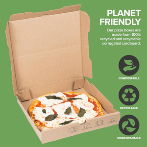 Boîte à pizza 12x12 kraft recyclée avec assiettes intégrées et conteneur de stockage convertible Boîtes à pizza robustes pour petites personnes - Product Image 4
