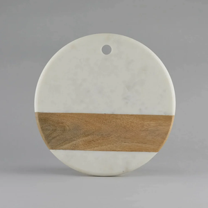 <b>2</b>-<b>Piece</b> Marble Acacia Wood Chopping Block <b>Set</b> <b>White</b> Cheese Board Cutting Boards Kitchen Accessories for Wooden Chopping Board - Product Image 2