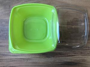 Ensaladera cuadrada de 1000 cc, gran oferta de alta calidad, utensilios de cocina para el hogar, HoReCa, tapa desechable verde con bisagras para mascotas, frutero grande - Product Image 6