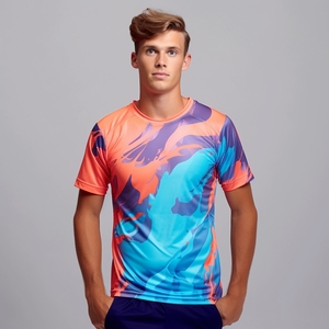 All-Over 100% Polyester Mesh Quick Dry Sporty T-shirt à manches courtes personnalisé 3D Marathon Running Sport Sublimation Printed Blank - Product Image 3