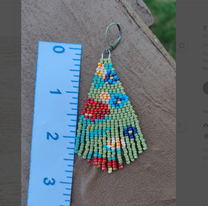 Boucles d'oreilles à franges en perles de rocaille à imprimé floral-Or-Long - Product Image 2