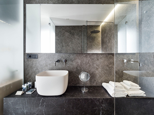 Laminam thiêu kết đá Nero Greco nội thất sàn tường gạch đánh bóng sàn nhà bếp Countertop bàn ăn đá cẩm thạch nhân tạo - Product Image 4