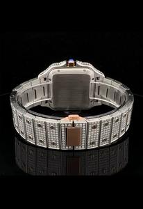 Nuevo Reloj de Lujo de Acero Inoxidable Estilo Hip Hop, Dos Tonos, Diamante Moissanita, 40 mm, 7 Oro Rosa, Analógico Romano, Cristal Antiguo de 20 mm - Product Image 2