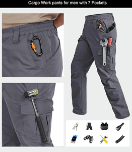 Pantalon cargo tactique multi-poches en coton léger, délavé foncé, décontracté, écologique et à séchage rapide pour hommes – Vente en gros - Product Image 3