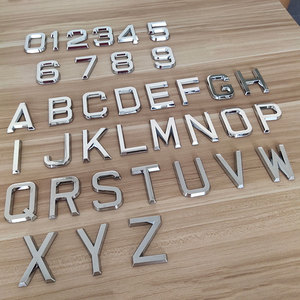 Modern Silver Chrome Gloss Finish 7X5 cm ABS <strong>Plastic</strong> Sign Adhesive Lettering Sticker Car Emblem Badge Chrome Number Plate <strong>Letter</strong> - Product Image 6