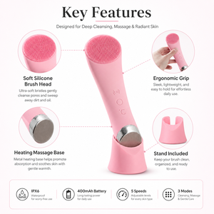 Cepillo de Limpieza <span class=keywords><strong>Facial</strong></span> Eléctrico 2 en 1 con Cabezal de Masaje Metálico, Vibración Sónica, Limpiador <span class=keywords><strong>Facial</strong></span> de Poros Profundos para el Cuidado de la Piel - Product Image 4