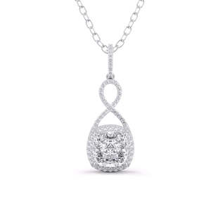 Colgante de diamante con corte halo de 2.90 quilates, color F, claridad VS, diamante cultivado en laboratorio, en oro de 14 quilates, para bodas, compromisos y fiestas. - Product Image 2
