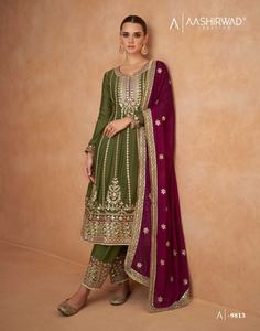 Dernier Designer Chinon Soie Broderie Travail Salwar Costume Par Fab Zone - Product Image 2