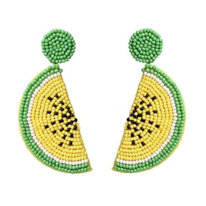 Pendientes de tuerca hechos a mano con cuentas de frutas de kiwi, joyería Premium de moda para chicas elegantes, bordado verde, bonito diseño de moda - Product Image 4