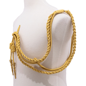 Cordes d'uniforme Aiguillette d'épaule de fil d'argent d'usine faites à la main avec des bouts en métal - Product Image 2