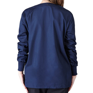 Women's Burgundy <b>Scrub</b> <b>Top</b> Long Sleeve Button Front With Pockets Hospital Uniforms Woven Cotton Polyester - Product Image 4