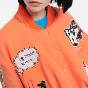 OEM Haute Qualité Toile Broderie Hommes Collège Personnalisé Baseball Bomber Letterman Crop Applique Imperméable Coupe-Vent Boxy Fit - Product Image 3