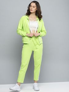 Ensemble de survêtements de sports d'hiver pour femmes 100% coton solide 2 pièces écologique personnalisé pantalon de survêtement à capuche zippé à la mode doublé polaire - Product Image 2