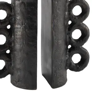 Juego de sujetalibros Chandra, aluminio fundido, ennegrecido, Zinc, decoración moderna Industrial, escultura de acento para el hogar, Oficina, biblioteca, arte, sujetalibros pesados - Product Image 4