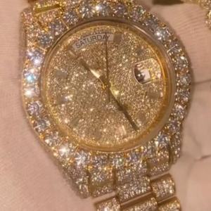 Bling <b>Gold</b> Diamond <b>Watch</b> Stainless Steel VVS1 Mossonite Full Iced Out Luxury Timepiece in wholesale and <b>cheap</b> oem - Product Image 3