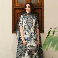 Costumes de pelouse d'été pour femmes vêtements pakistanais brodés élégants A-ligne Silhouette dentelle décoration en gros