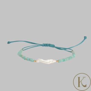 Kimbie Biwa Pearl <b>Bracelet</b> on Leather Cord-Amazonite Lapis Lazuli Drusy & Black Onyx <b>Beaded</b> <b>Bracelet</b> - Product Image 2