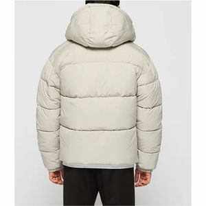 เสื้อแจ็คเก็ตพัฟเฟอร์บุใยโพลีเอสเตอร์รีไซเคิล 100% คุณภาพสูง แบบมีฮู้ด ซิปหน้า กันน้ำ สีขาว สำหรับฤดูหนาว ผู้ชาย - Product Image 5