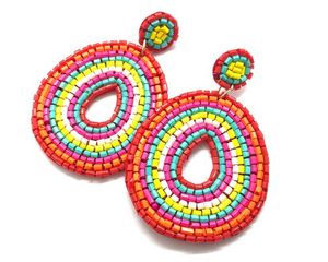 Pendientes colgantes con cuentas de diseño de cara de vaca de alta calidad, cuentas de semillas personalizadas, bordado, el mejor regalo, pendientes con cuentas - Product Image 6