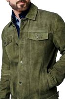 Blouson d'aviateur à double boutonnage en cuir véritable marron et daim de haute qualité pour hommes pour l'hiver
