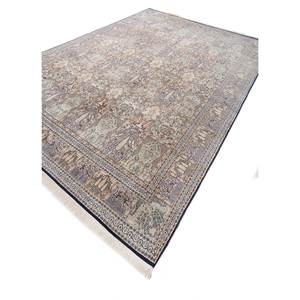 Tapis en soie noué à la main Gulmarg Blue Pae-6011, tapis décoratif floral pour la maison - Product Image 2