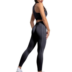 Conjuntos Deportivos de Moda, Ropa Deportiva para Yoga, Color Sólido, Talla Personalizada, Diseño Frontal, Poliéster/Spandex, 2 Piezas, Transpirable - Product Image 3