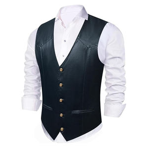 Gilet de costume en cuir véritable pour hommes gilet de cow-boy occidental décontracté col en V gilet léger de qualité supérieure sur mesure 2025 nouveau Style gilets - Product Image 3