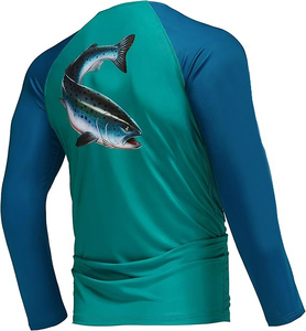 Camiseta de Pesca de Manga Larga de Secado Rápido con Estampado de Sublimación Personalizado de Alta Calidad, 100% Poliéster, Transpirable, OEM, Talla Grande - Product Image 3