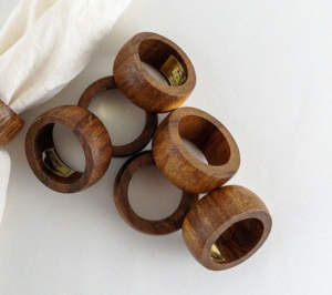 Servilleteros hechos a mano de lujo Mirha; Juego de 6 servilleteros de madera personalizados Vajilla Producto antiguo para el hogar - Product Image 2