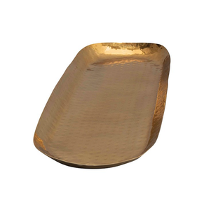 Bandeja de servicio de forma única de latón y aluminio con diseño martillado, bandeja de servicio para el hogar - Product Image 1