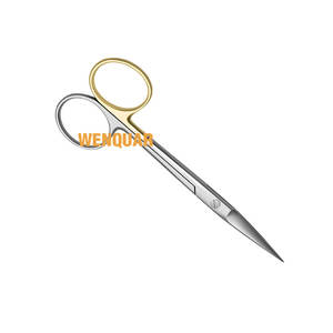 กรรไกรตัดไอริสฟันแบบตัดพิเศษ11.5ซม. อุปกรณ์ทำจากสเตนเลสสตีลใช้มือแหวนทอง1ด้านการแพทย์ wenquar - Product Image 1
