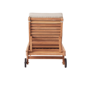 Chaise longue en teck réglable avec coussin et roulettes, design pliable pour piscine, jardin, villa et cour - Product Image 6