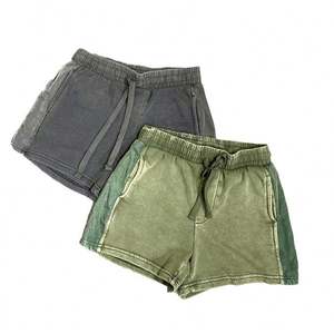 OEM personnalisé 100% toile de coton solide respirant écologique taille haute poids lourd hommes Streetwear Shorts ourlet brut soleil en détresse - Product Image 5