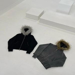 Haute qualité 100% coton français éponge fourrure à capuche pour hommes usine Direct PULLOVER pierre poche fermeture éclair surdimensionné goutte hiver - Product Image 4
