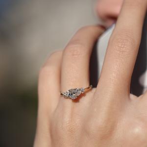 8x6mm Oval Cut Diamond Engagement Ring with Marquise Side <b>Stones</b> | Sterling Silver 18K Gold Plated Unique Bridal Wedding Jewelry - Product Image 4