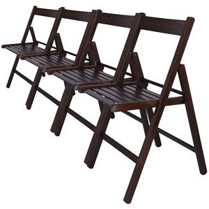 WELL HOME FURNITURE & DECORATION Lot de 4 chaises de jardin BAS en bois de hêtre avec finition Wengé - Product Image 1