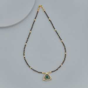 Juego de Joyería Nupcial Kundan 170796, Chapado en Oro, Aleación de Zinc, Mangalsutra, Zirconia, Perla, Diamante, Estilo Victoriano, Forma de Gota de Agua - Product Image 4