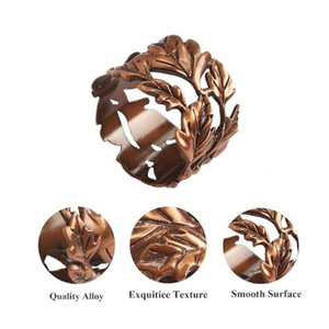 Hot Selling <b>Set</b> of <b>6</b> Napkin Rings Metal Tissue Holders Leaf Shape Napkin Rings <b>for</b> <b>Dinner</b> Party Wedding Banquets Table Settings - Product Image 4